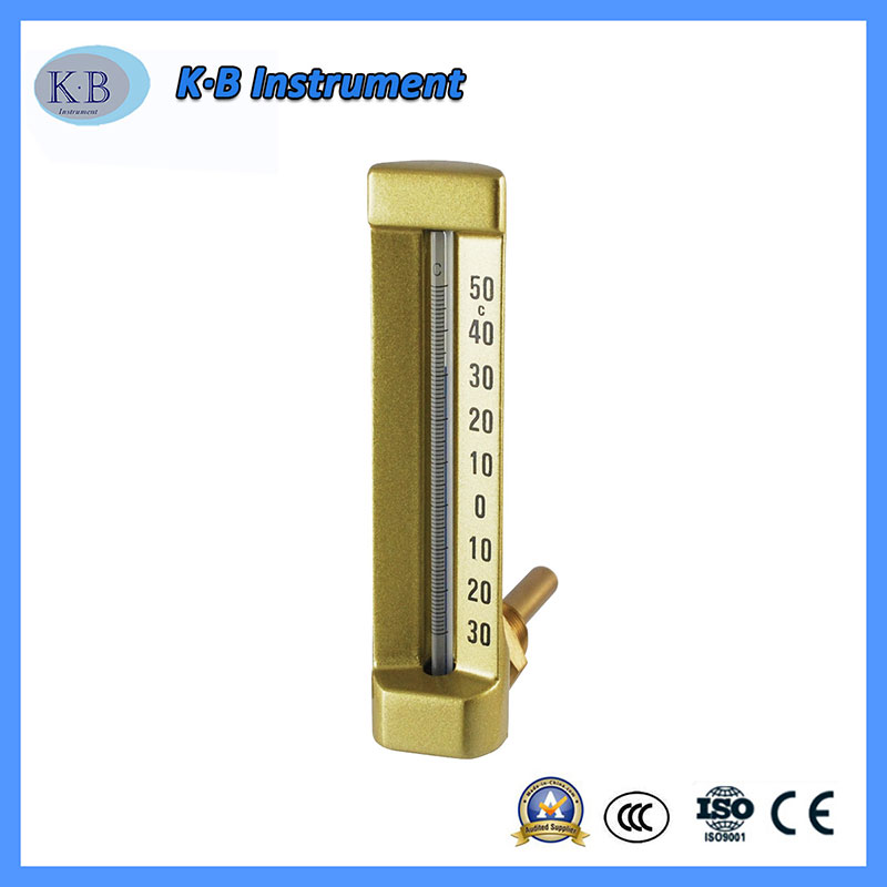 Commercio all'ingrosso Prezzo Custom Made Industrial Termometro V-Line Vline V Termometro Angolo diritto Brass Golden Fine Glass Termometro