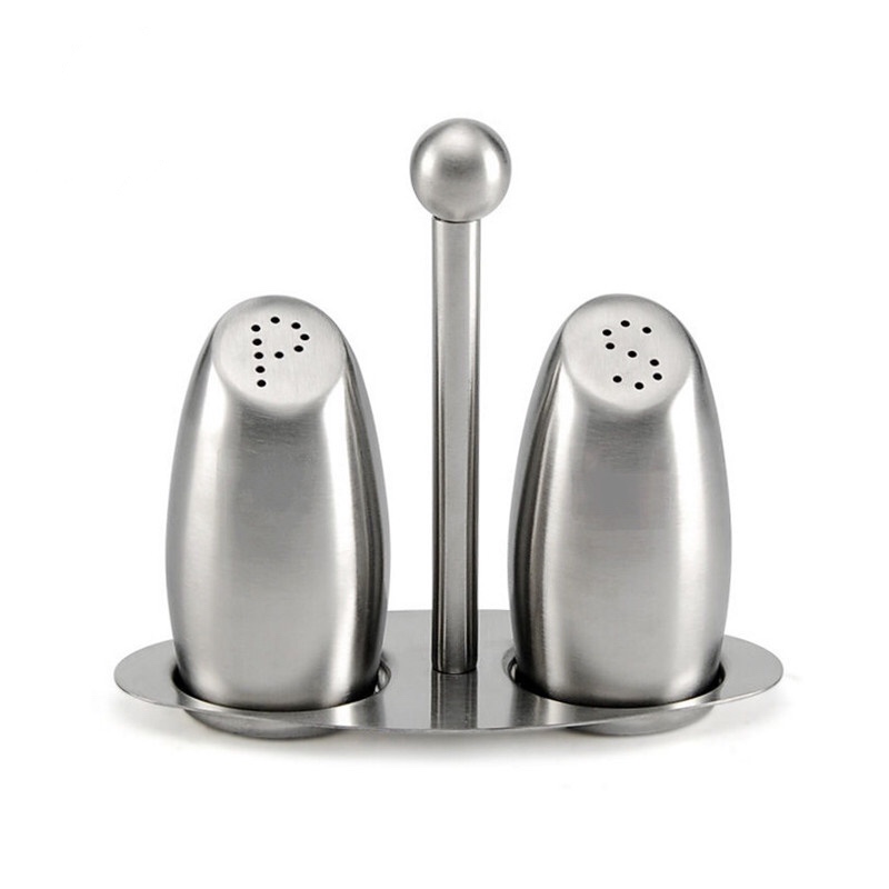 supporto 3 pezzi set di erogatori di polvere in acciaio inossidabile set di condimento bottiglia shaker sale e pepe