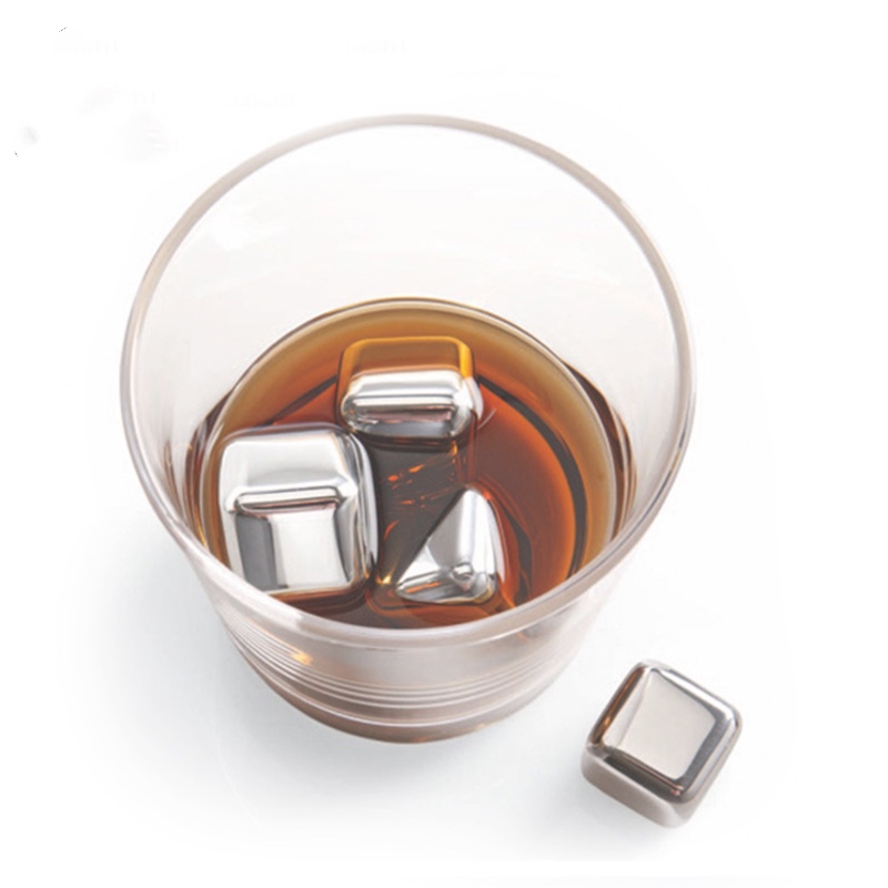 HOT vendendo piazza 27mm 8pcs set Stainless Steel Whisky Stones cubo di ghiaccio