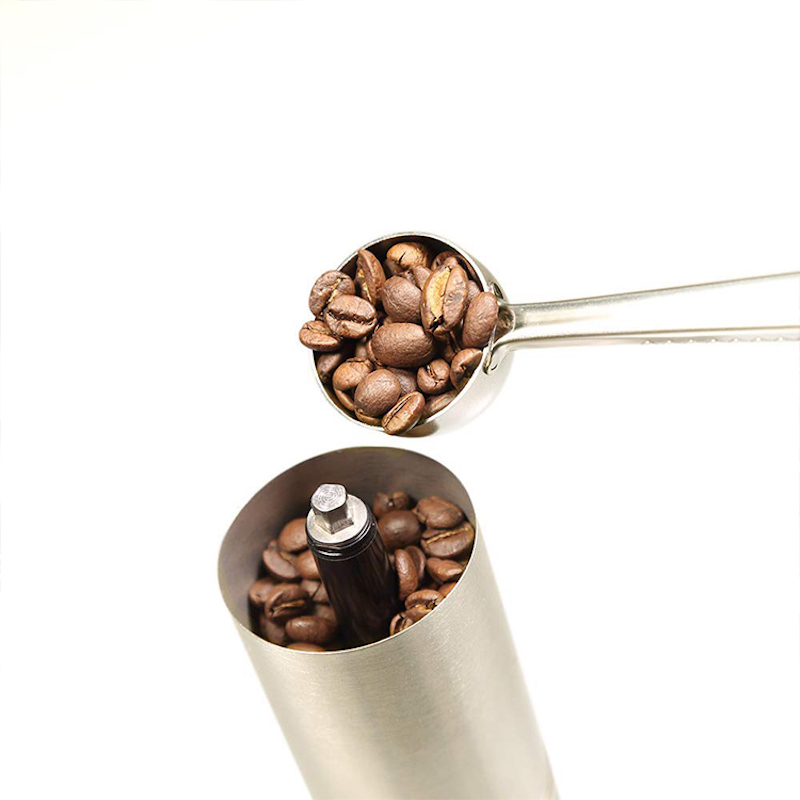 Acciaio inossidabile Cordless Manuale Caffè Macinatore Conical Burr Mano Caffè Grinder con Pennello Spoon