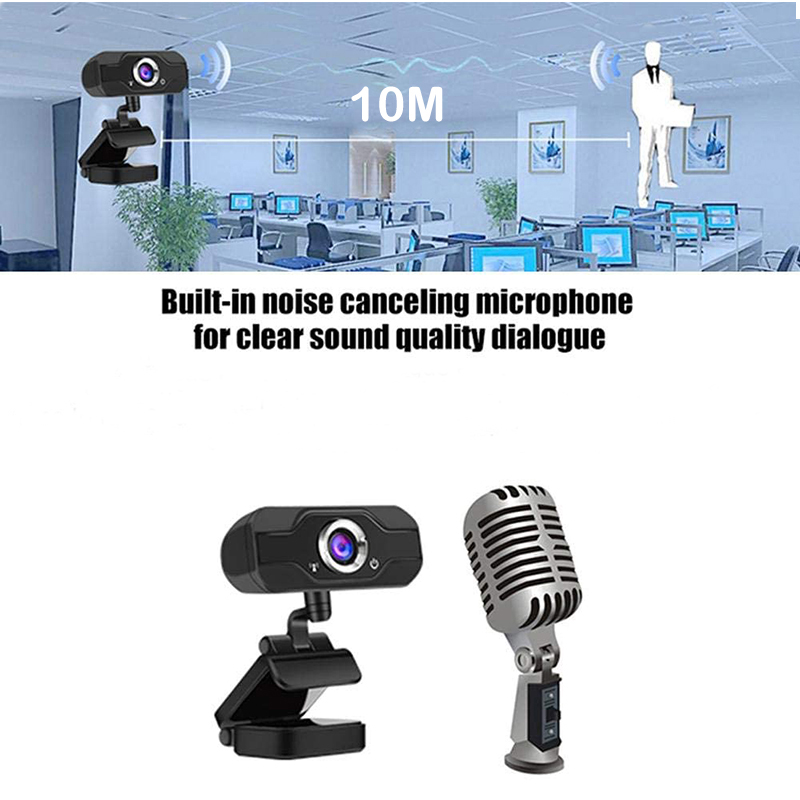 HD 1080P Webcam PC Laptop Web Camera,110° Wide-Angle con USB 2.0 Video Recorder Live Broadcast Camera Building-in Microphone