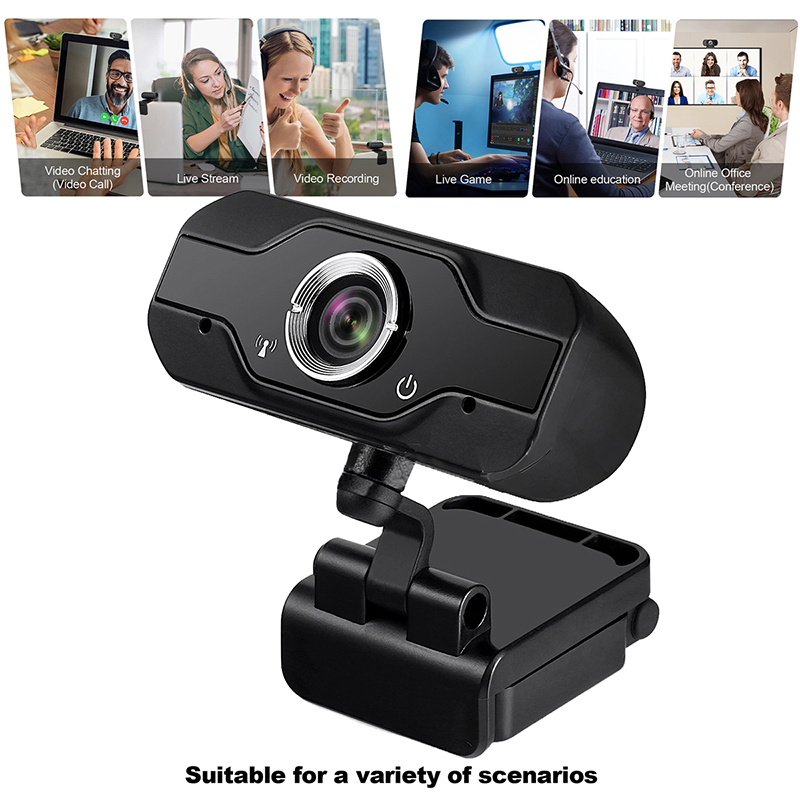 HD 1080P Webcam PC Laptop Web Camera,110° Wide-Angle con USB 2.0 Video Recorder Live Broadcast Camera Building-in Microphone