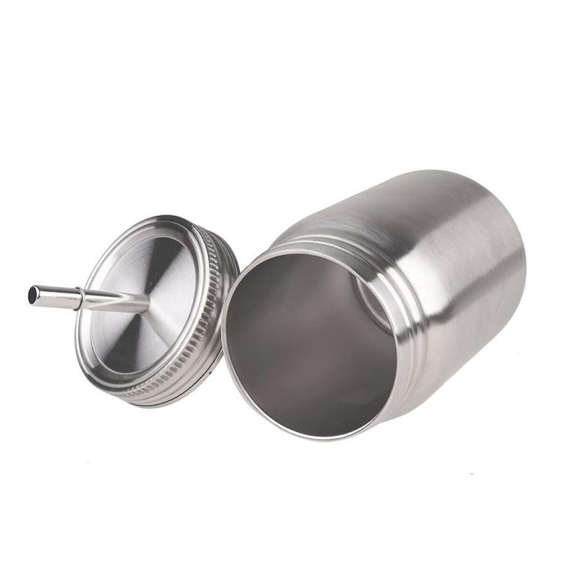 500ml doppio strato in acciaio inox in vaso in muratura con cilindro isolante sottovuoto a paglia con coperchi a prova di fuga Smoothie Cup Round