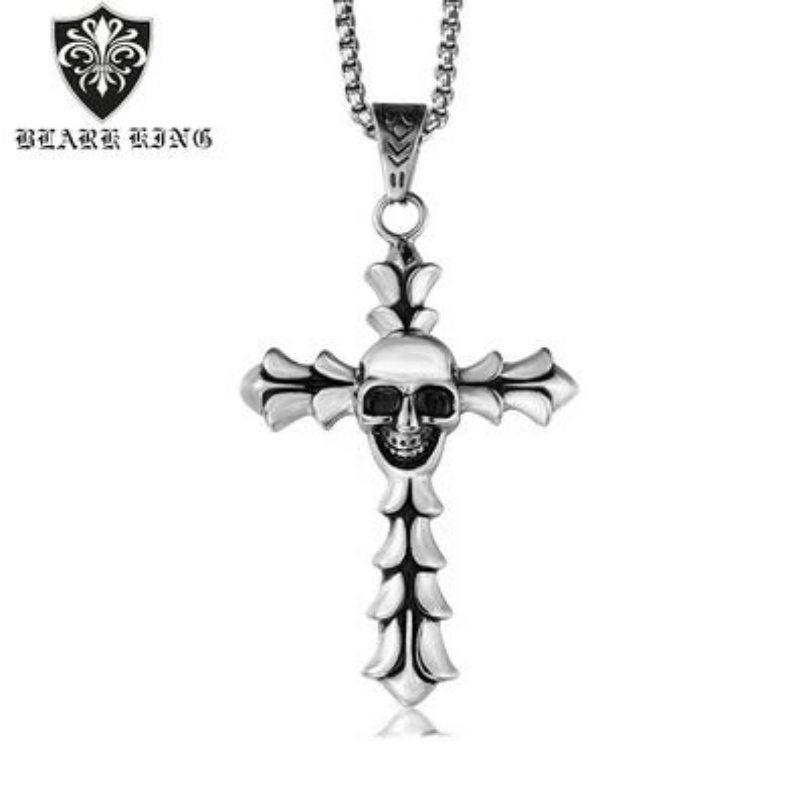 Accessori europei e americani all'ingrosso uomini retrogotici europei e americani's Stainless Steel Skull Pendant Fashion Cross Skull Pendant