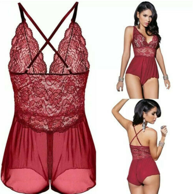 lingerie da uomo sexy, lingerie di pizzo sexy, lingerie trasparente sexy Indumenti da notte da notte di lingerie sexy senza cavallo un pezzo