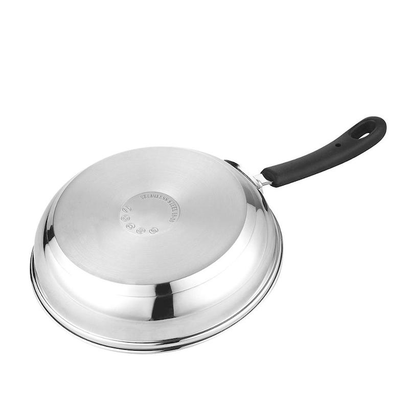 wok in acciaio inossidabile con coperchio