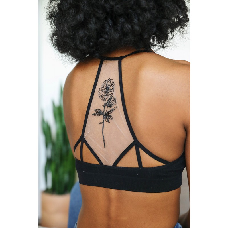 GA-5543 Flower Bloom Tattoo Maglia Mesh Bralette