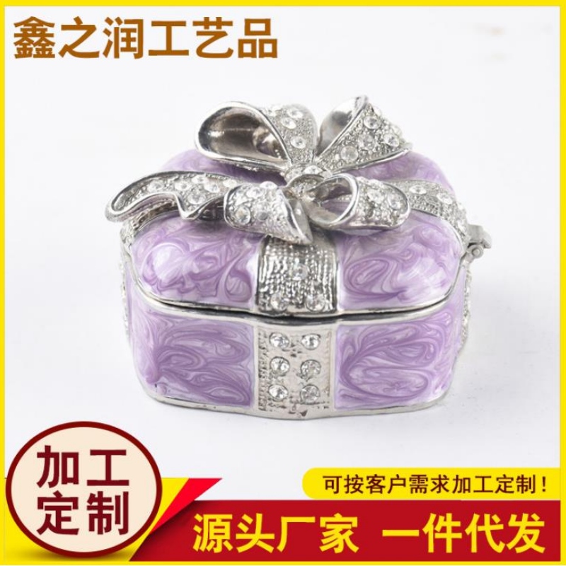 Vendita diretta di fabbrica Metal Fashion Jewelry Box European bow bead tesoro scatola regalo gioielli gioielli scatola di dote