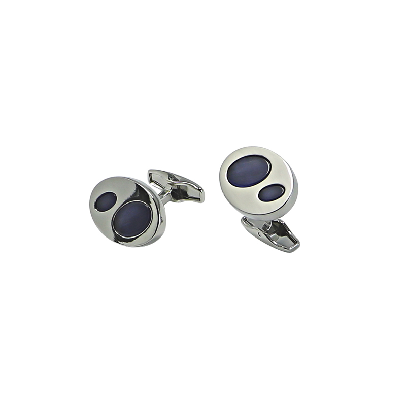 Blue Cat's Eye Oval Novity Cuff Links
