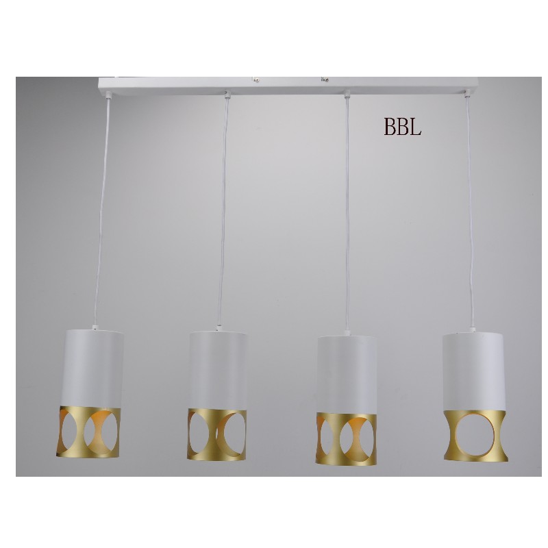 Moderna lampada a sospensione-4 con ombra di oro bianco +
