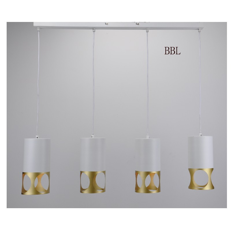 Moderna lampada a sospensione-4 con ombra di oro bianco +