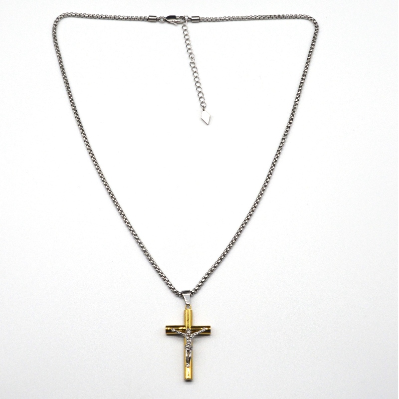 Collana con ciondolo Gesù croce in acciaio inossidabile rfbnck1098