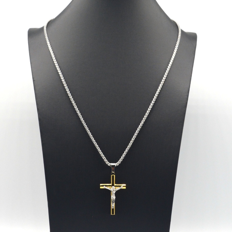 Collana con ciondolo Gesù croce in acciaio inossidabile rfbnck1098