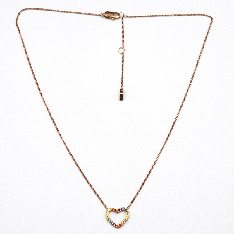 Collana pendente in acciaio a forma di cuore in pietra argilla rfbnck1111