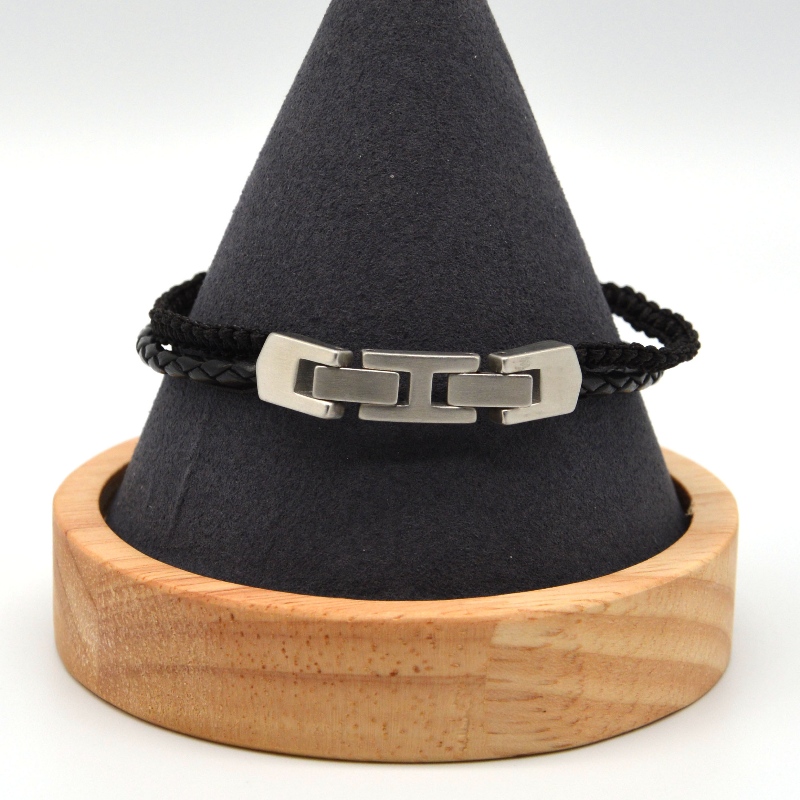 Bracciale in pelle con accessori in acciaio inossidabile rfbbg1567