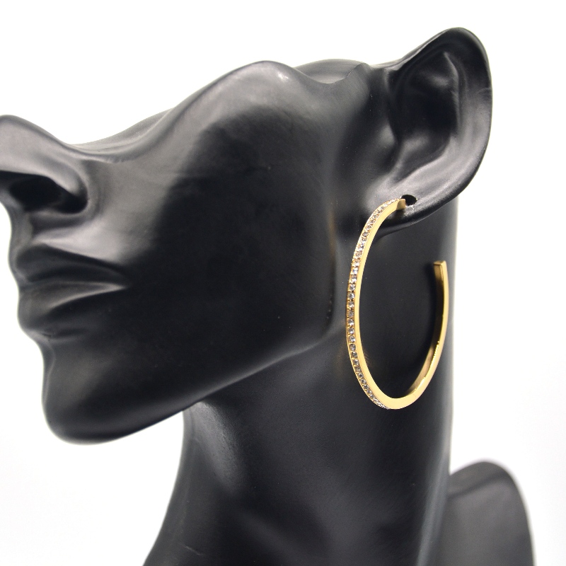 Acciaio inossidabile C-tipo di pietra appiccicosa Earring rfbeart1537