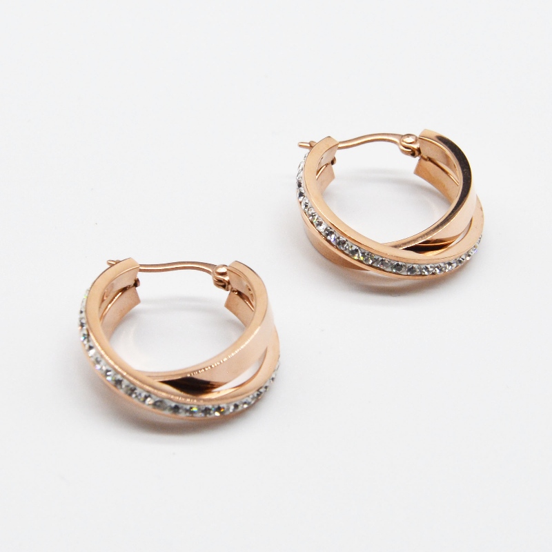 Acciaio inossidabile tondo croce appiccicosa pietra Earring rfber0129