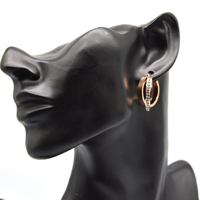 Acciaio inossidabile tondo croce appiccicosa pietra Earring rfber0129