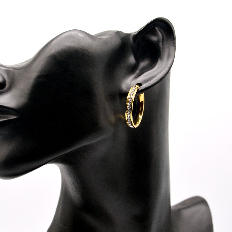 Acciaio inossidabile rotondo pietra appiccicosa Earring rfbear0033