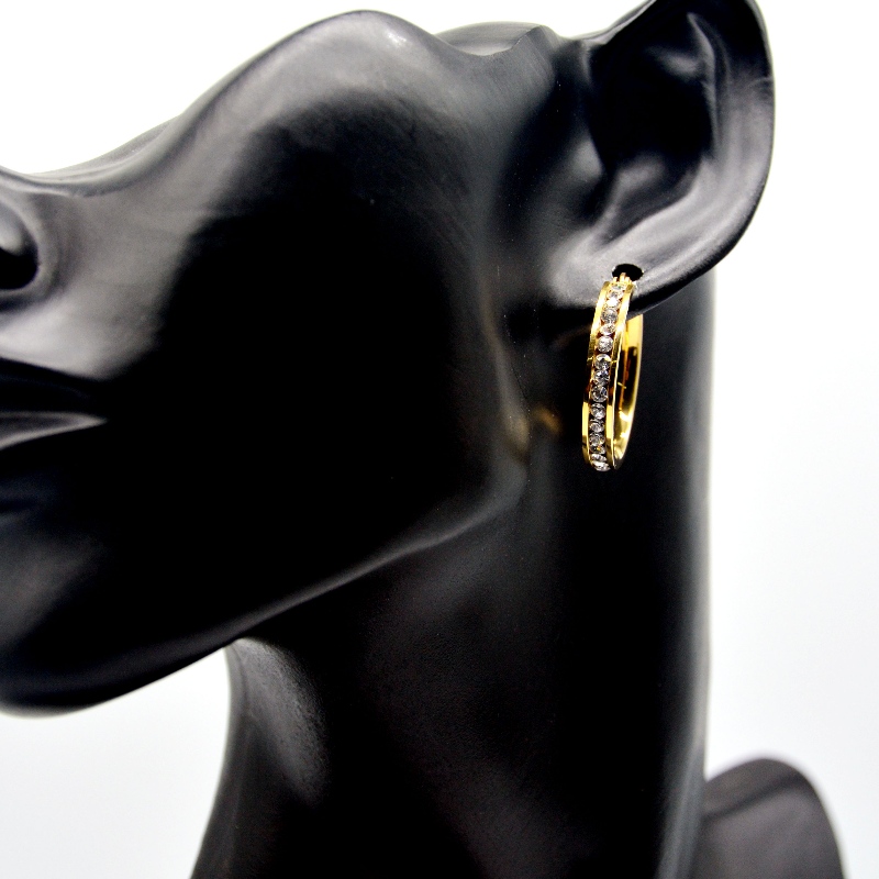 Acciaio inossidabile rotondo pietra appiccicosa Earring rfbear0033