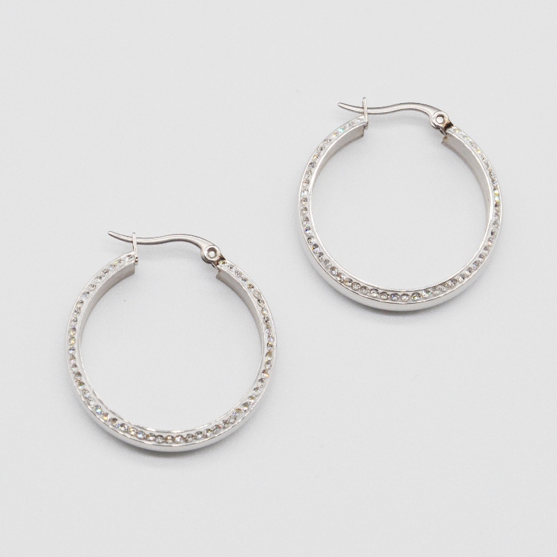 Acciaio inossidabile rotondo pietra appiccicosa Earring rfber0020