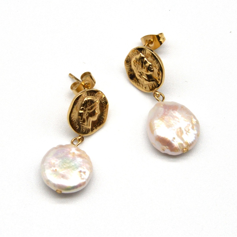 orecchini di perle di acciaio inossidabile, gioielli di moda, gioielli di moda, Pearl Jewelry rfber0148