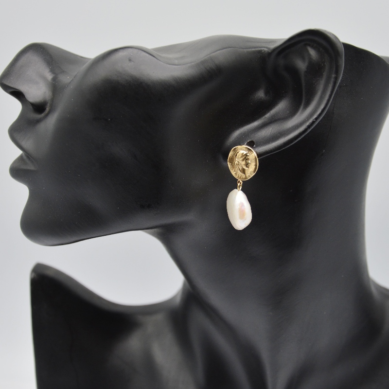 orecchini di perle di acciaio inossidabile, gioielli di moda, gioielli di moda, Pearl Jewelry rfber0148