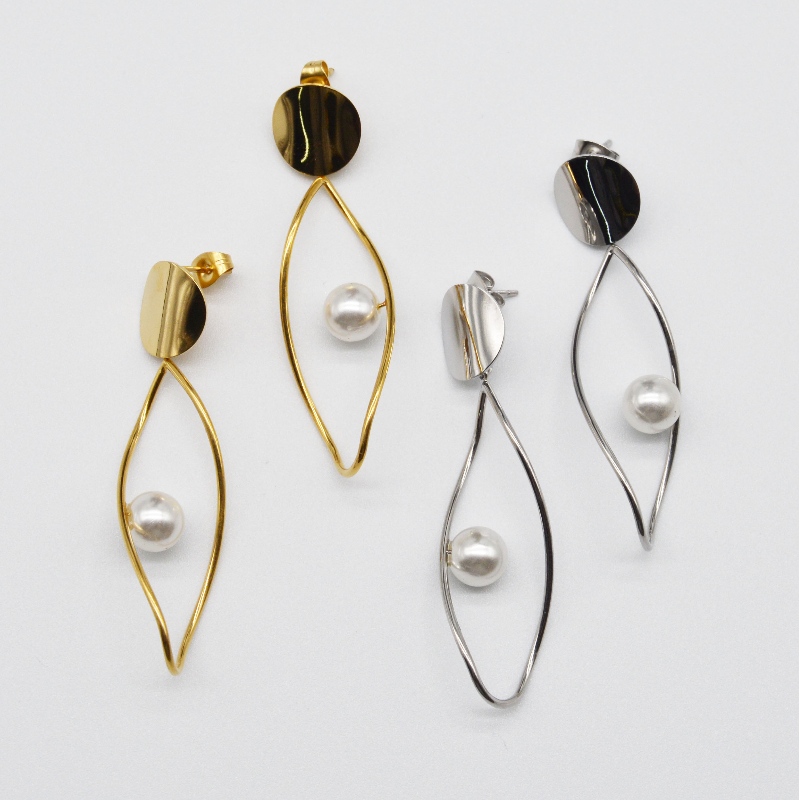 Orecchini di perle in acciaio inossidabile, gioielli di moda, gioielli di moda, gioielli di perle Rfber0168