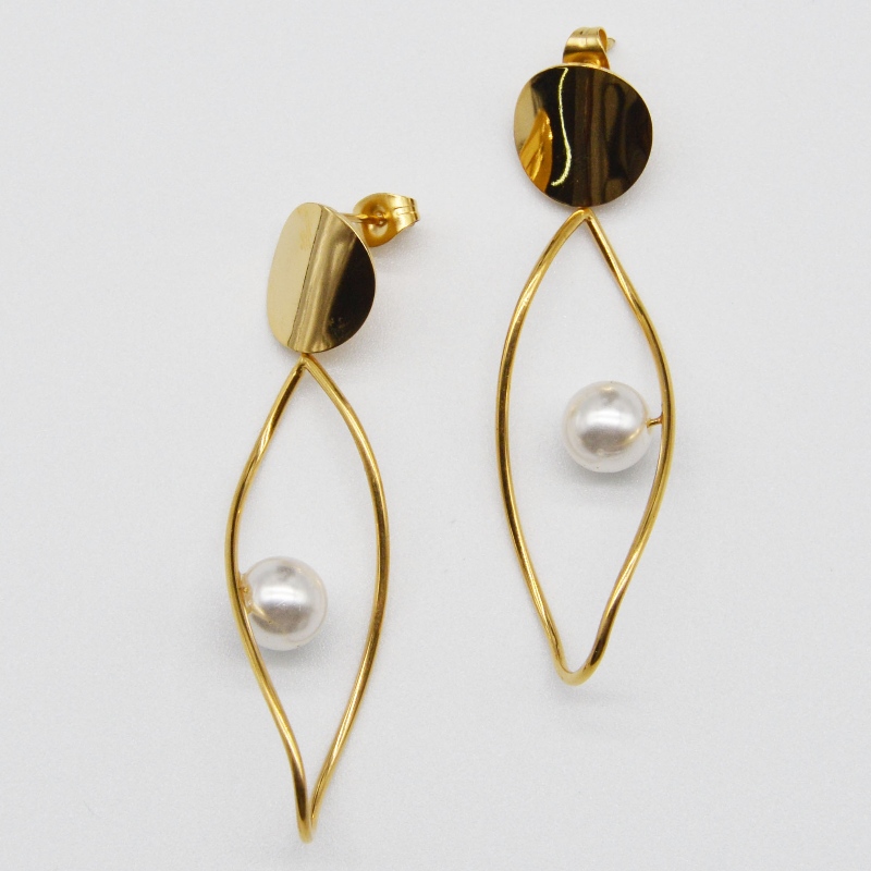 Orecchini di perle in acciaio inossidabile, gioielli di moda, gioielli di moda, gioielli di perle Rfber0168