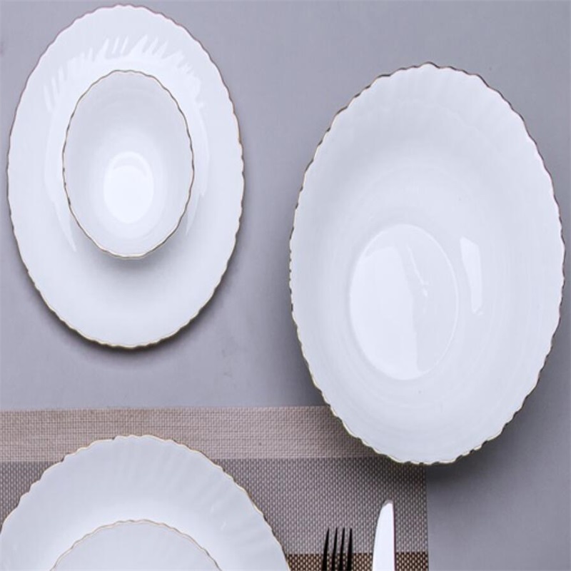 21G *Cena Set con linea dorata Resistente a calore Opal Glassware