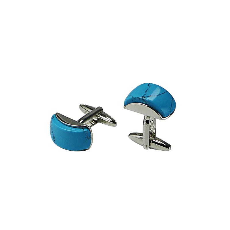 Men's Turquoise Domed Rectang Links
