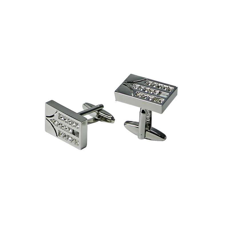 Mens Silverton Rettangolo con Crystal Rhestone Cuff Links