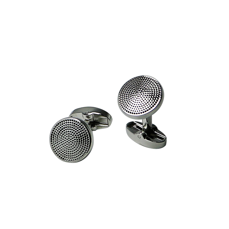 Round Dots Silvertone Personalizzato Cuff Links