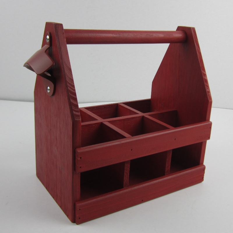 6-Pack Carrello di birra in legno Carrello di birra Caddy con Opener