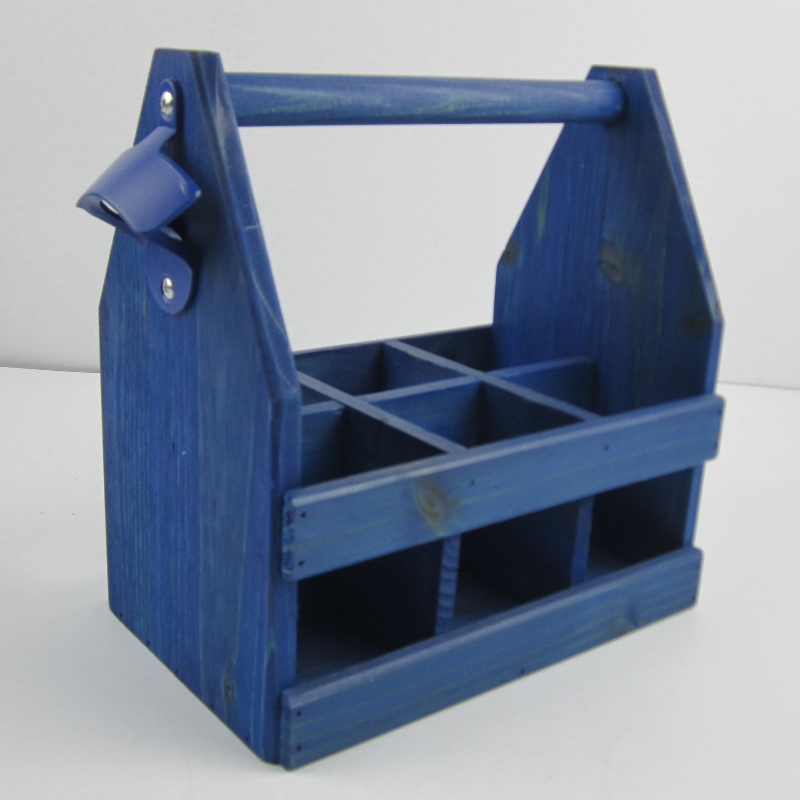 6-Pack Carrello di birra in legno Carrello di birra Caddy con Opener