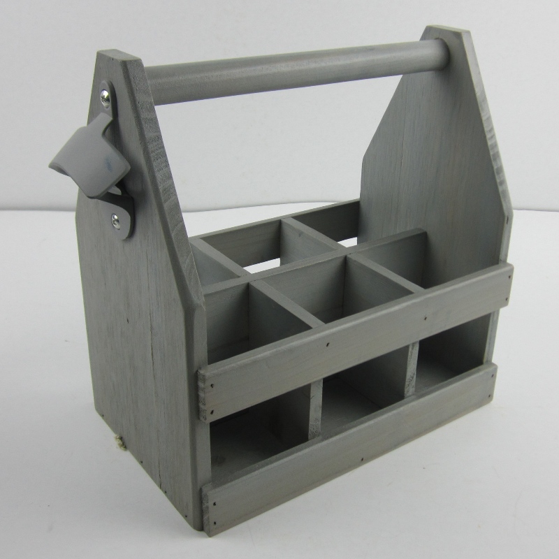 6-Pack Carrello di birra in legno Carrello di birra Caddy con Opener