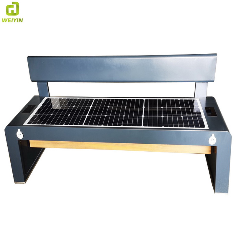 Panchina da esterno solare in acciaio inossidabile Clor Smart Wifi USB di ricarica grigia