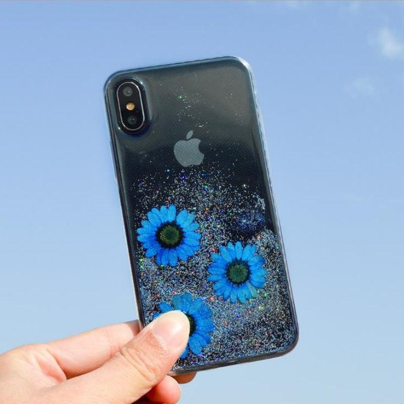 Produttore Custom Fashion Apple iPhoneX speciale vero fiore secco con goffratura piccola custodia per telefono a goccia con fiori freschi