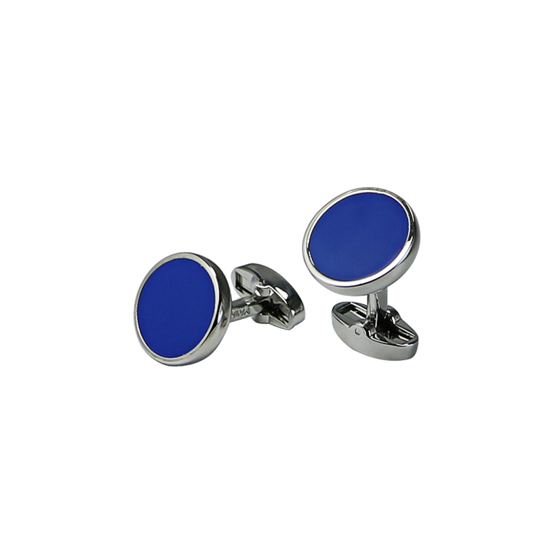 Gemelli classici in silvertone smaltato blu