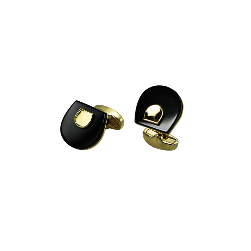 Gemelli classici Goldtone in agata nera