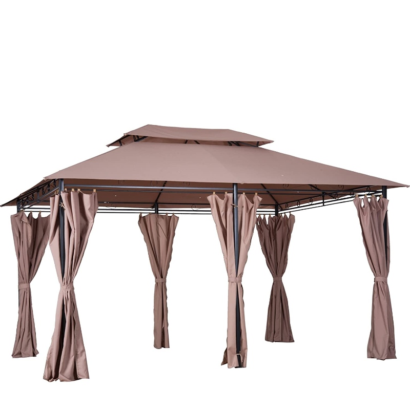 Gazebo esterno in metallo a 2 livelli da 10 'x 13' con tende per patio