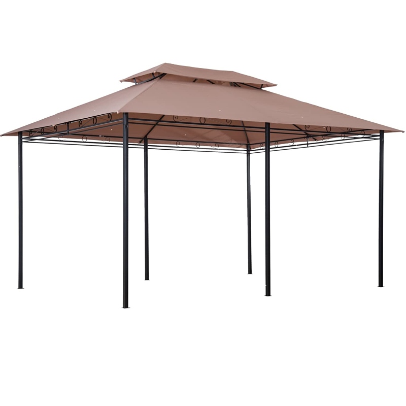 Gazebo esterno in metallo a 2 livelli da 10 'x 13' con tende per patio