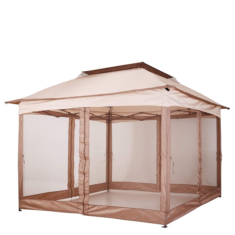 Outdoor 2-Tier Top Folding Portable Pop Up Gazebo con Zippered Netting