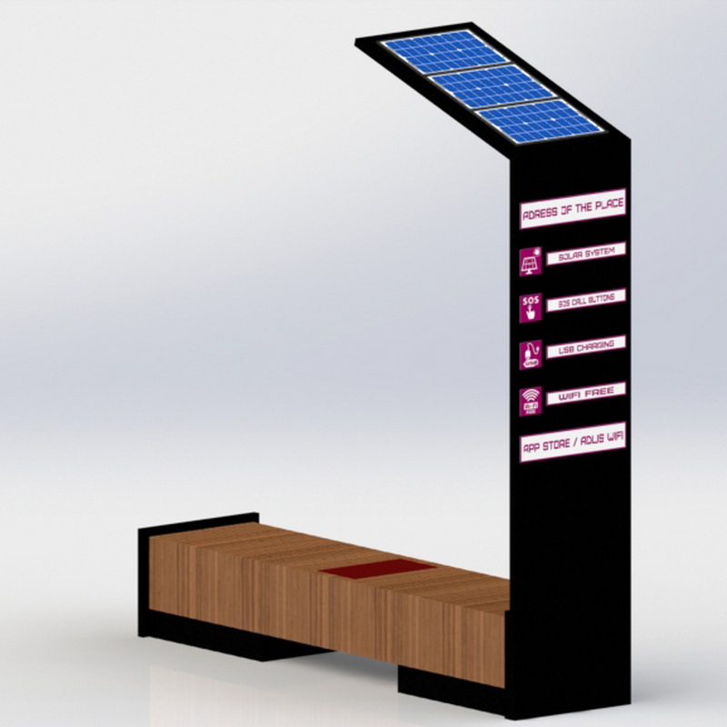 Banco esterno solare di ricarica USB Smart Wifi in acciaio inossidabile con display a LED