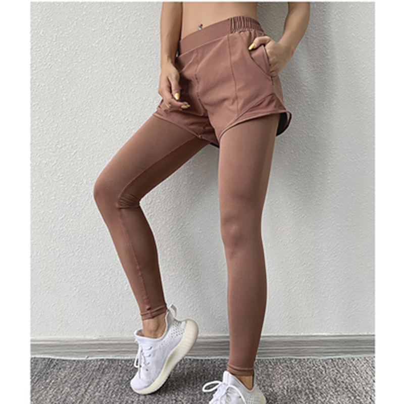 Pantaloni da yoga da allenamento per allenamento aderente, elasticizzati a due pezzi