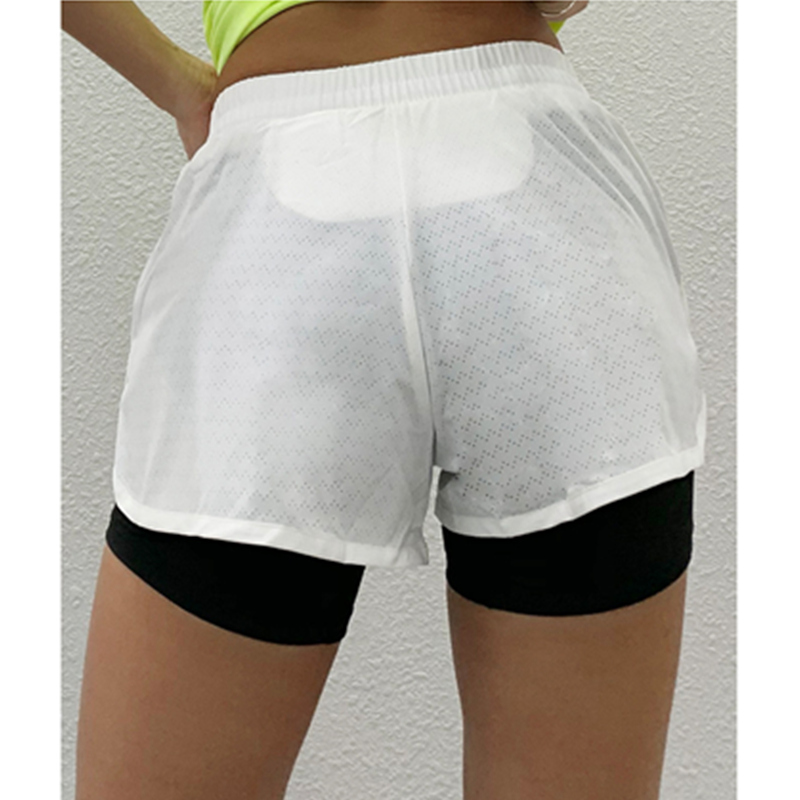 Shorts sportivi stringati a due piani Pantaloni da palestra in maglia traspirante ad asciugatura rapida