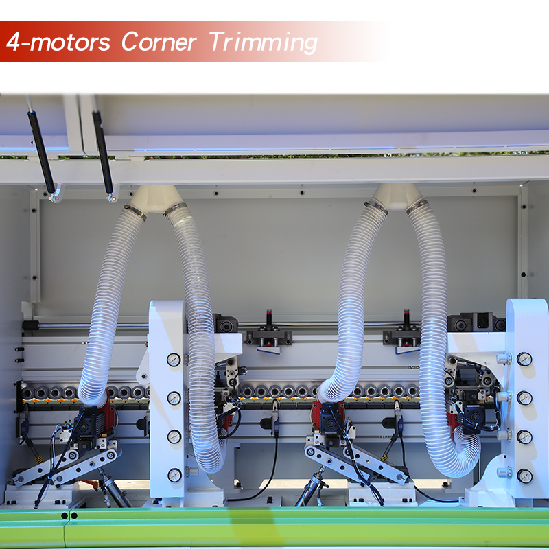 Opzionale configurazione della macchina di fascia di bordo: 4-motori Corner Trimming/ Dual Rail Quick End Trimming