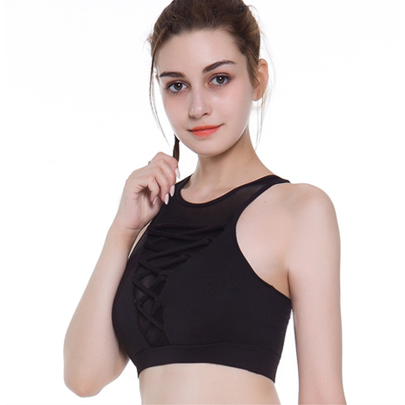 Nuovo reggiseno sportivo reggiseno sportivo antiurto per il fitness con reggiseno sportivo sexy in pizzo e trama