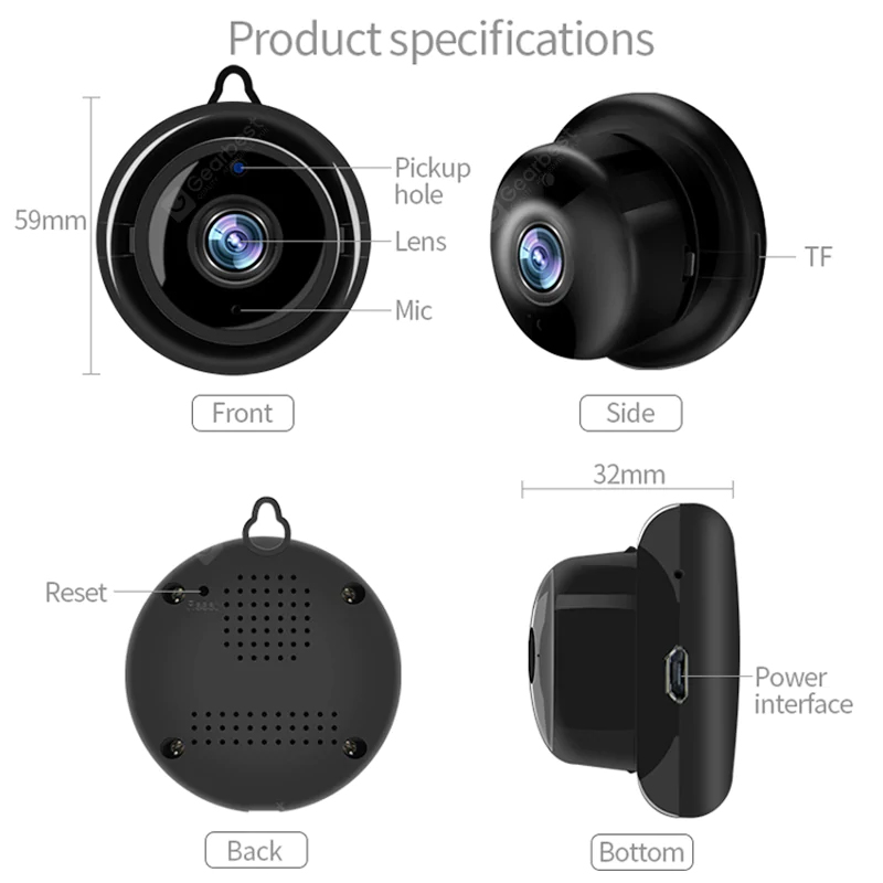 Videocamera di sorveglianza senza fili Visione notturna wireless Telecamere IP di sicurezza domestica Rilevazione di movimento - Telecamera