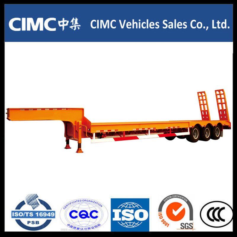 Cimc 3 Asse 700ton Low Bed Semi Trailer con rampa idraulica